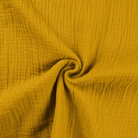 Coupon 3m Tissu Double Gaze Uni Curry