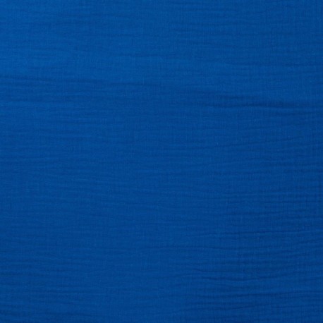 Coupon 3m Tissu Double Gaze Uni Bleu Roi 