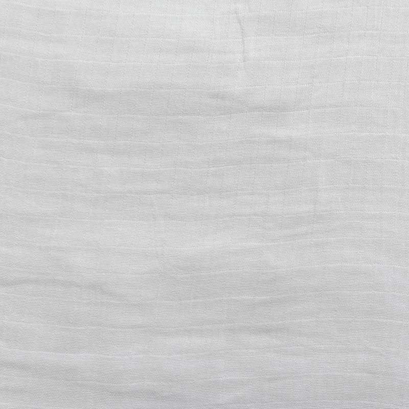 Coupon 3m Tissu Coton Gaze Carreaux Blanc Grande Largeur