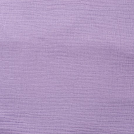 Coupon 3m Tissu Double Gaze Uni Lilas 