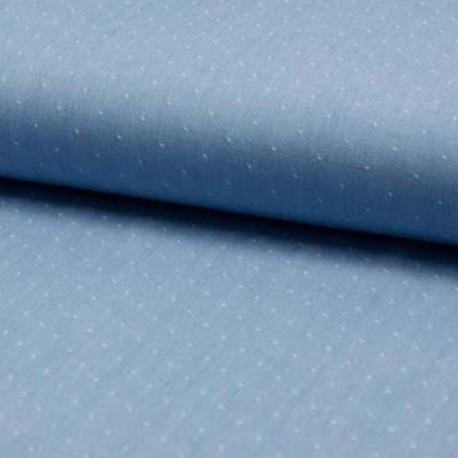 Coupon 3m Tissu Chambray Dobby Bleu Delavé