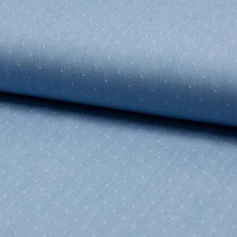 Coupon 3m Tissu Chambray Dobby Bleu Delavé