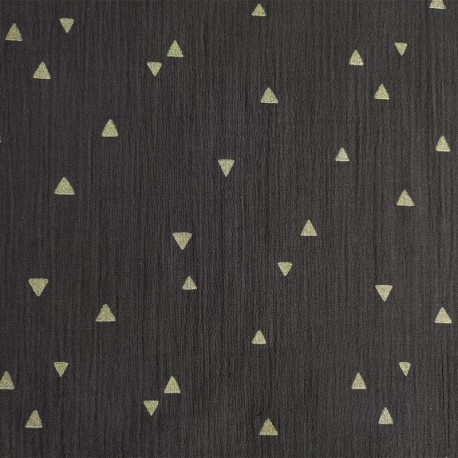 Coupon 3m Tissu Double Gaze Foil Triangle Noir