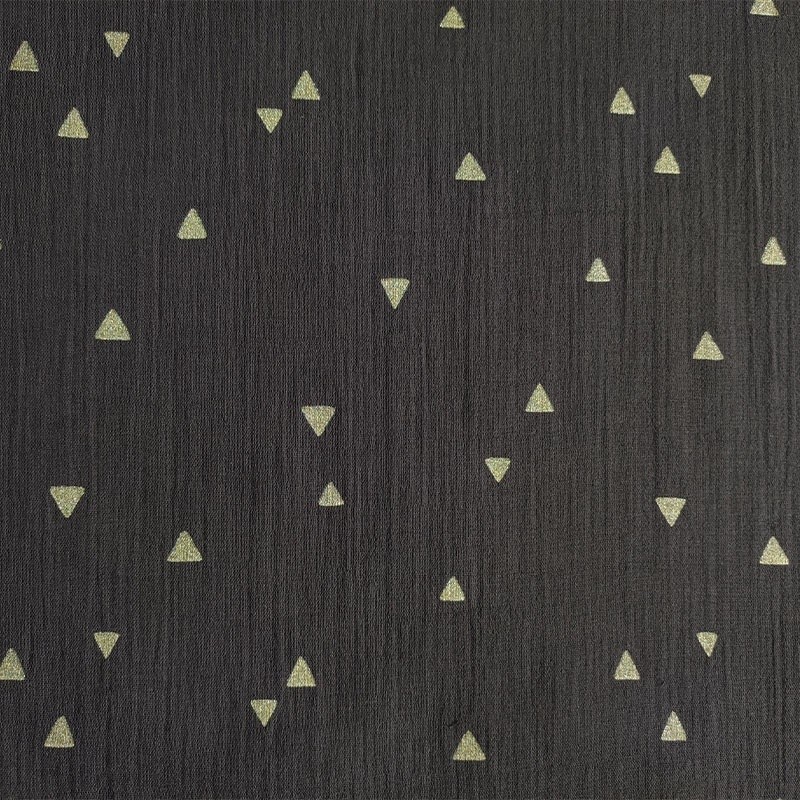 Coupon 3m Tissu Double Gaze Foil Triangle Noir