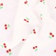 Coupon 3m Tissu Double Gaze Imprimée Cerise Fond Blanc