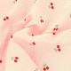 Coupon 3m Tissu Double Gaze Imprimée Cerise Fond Rose 