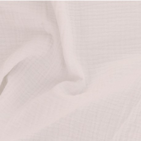 Coupon 3m Tissu Francine Double Gaze Unie Blanc