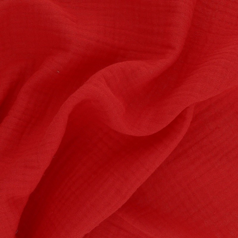 Coupon 3m Tissu Francine Double Gaze Unie Rouge