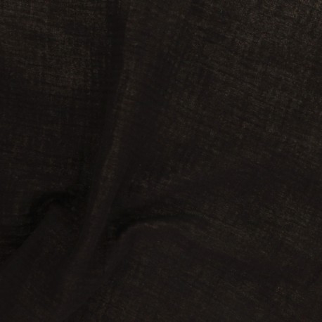 Coupon 3m Tissu Francine Double Gaze Unie Noir