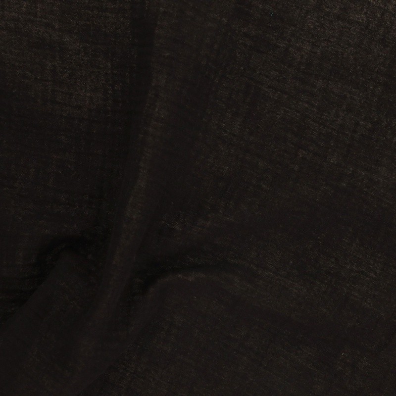 Coupon 3m Tissu Francine Double Gaze Unie Noir