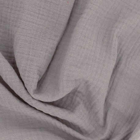 Coupon 3m Tissu Francine Double Gaze Unie Ardoise 