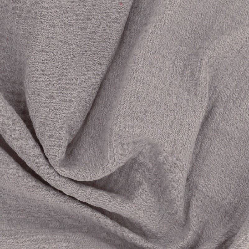 Coupon 3m Tissu Francine Double Gaze Unie Ardoise 
