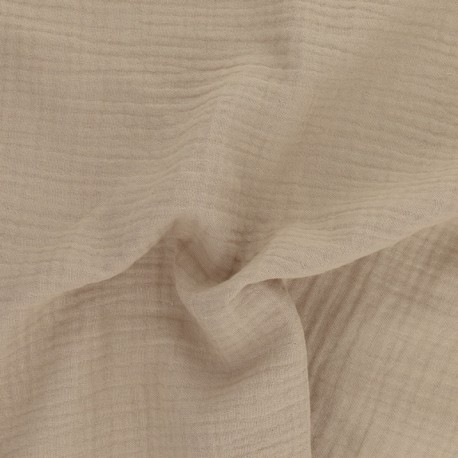 Coupon 3m Tissu Francine Double Gaze Unie Mastic 