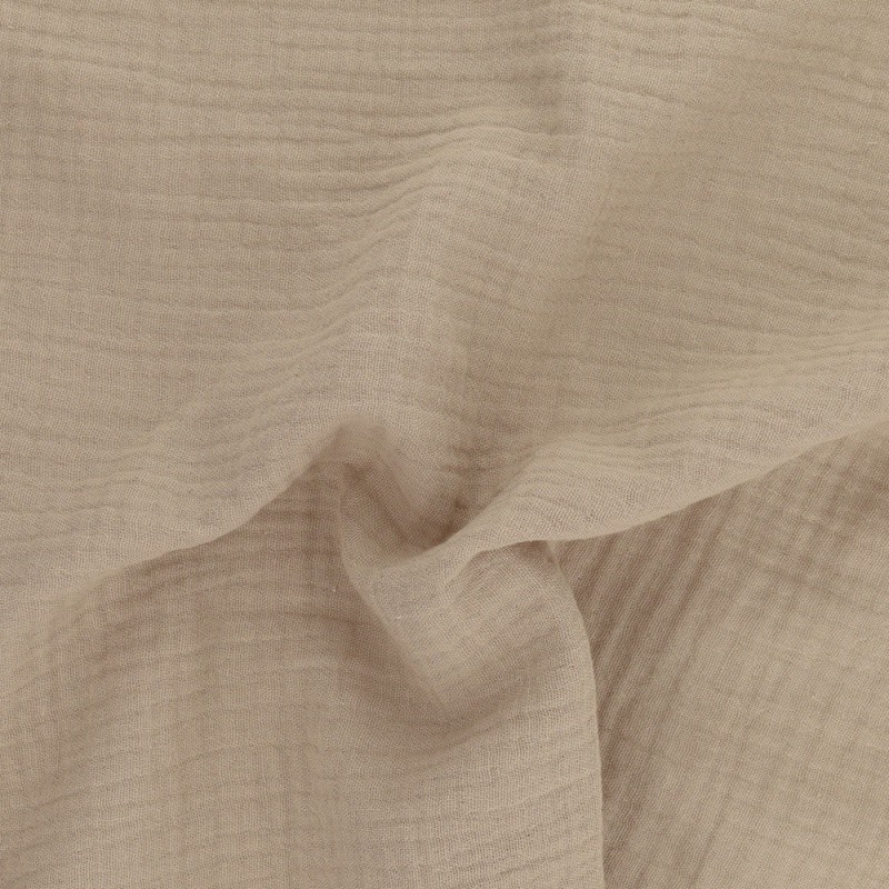 Coupon 3m Tissu Francine Double Gaze Unie Mastic 