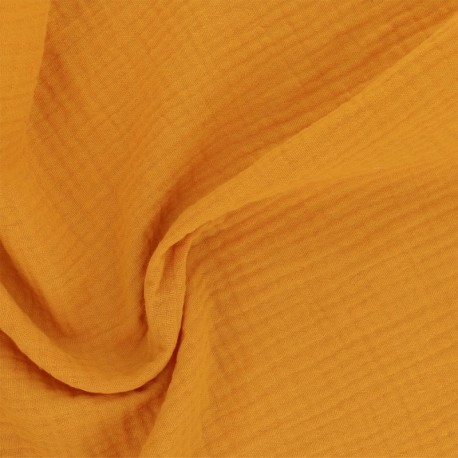 Coupon 3m Tissu Francine Double Gaze Unie Moutarde 