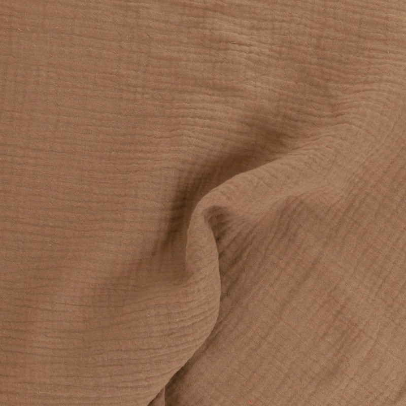 Coupon 3m Tissu Francine Double Gaze Unie Marron Clair