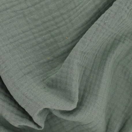 Coupon 3m Tissu Francine Double Gaze Unie Vert 