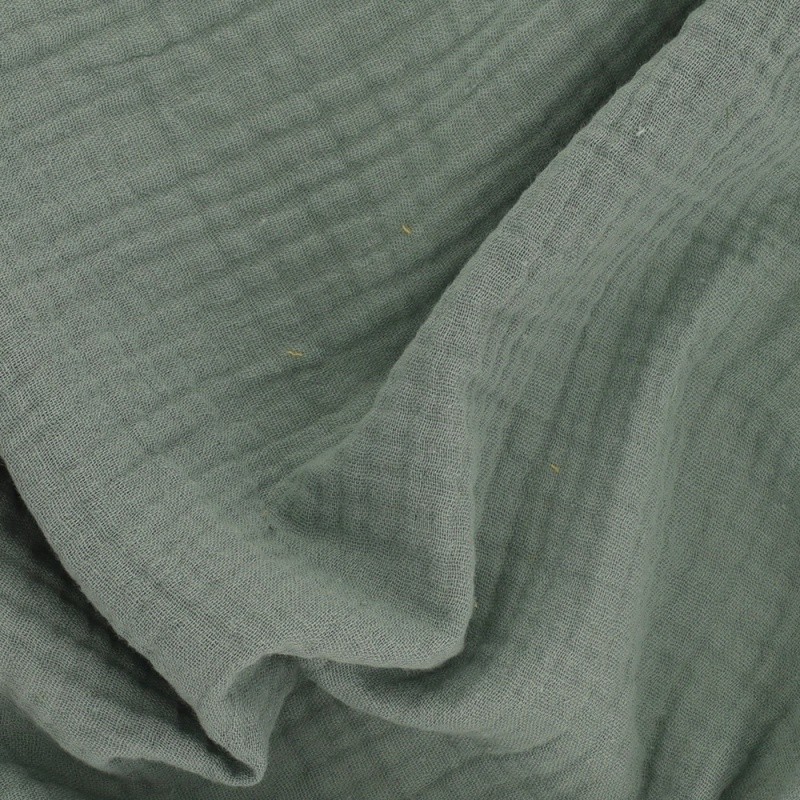 Coupon 3m Tissu Francine Double Gaze Unie Vert 