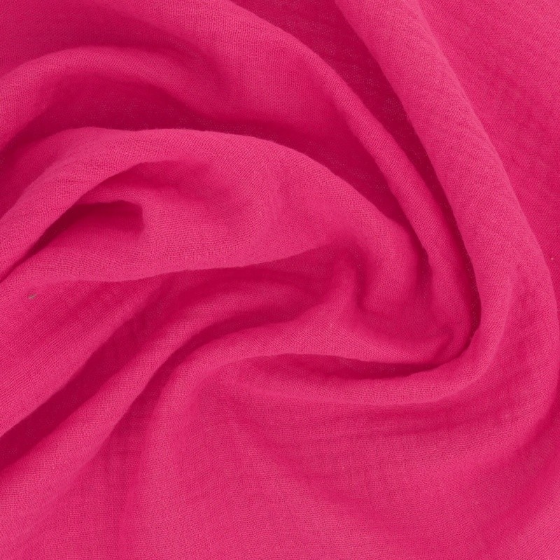 Coupon 3m Tissu Francine Double Gaze Unie Fushia