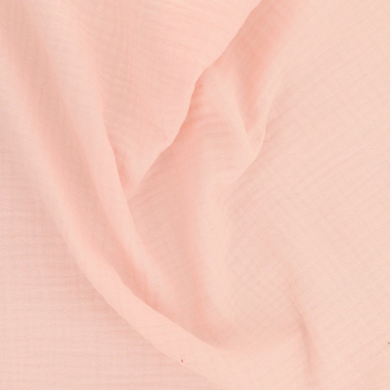 Coupon 3m Tissu Francine Double Gaze Unie Rose Layette 