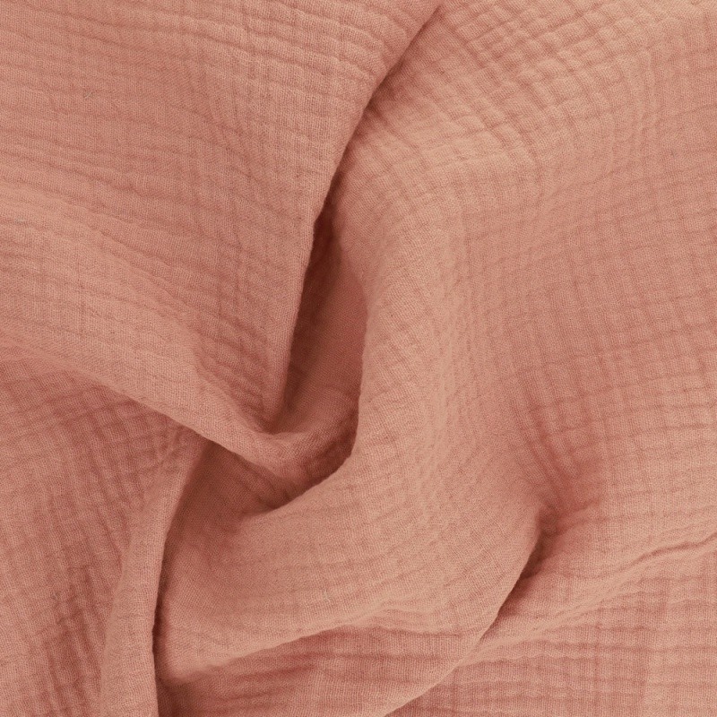 Coupon 3m Tissu Francine Double Gaze Unie Saumon 