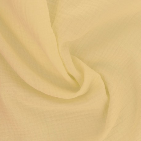 Coupon 3m Tissu Francine Double Gaze Unie Jaune