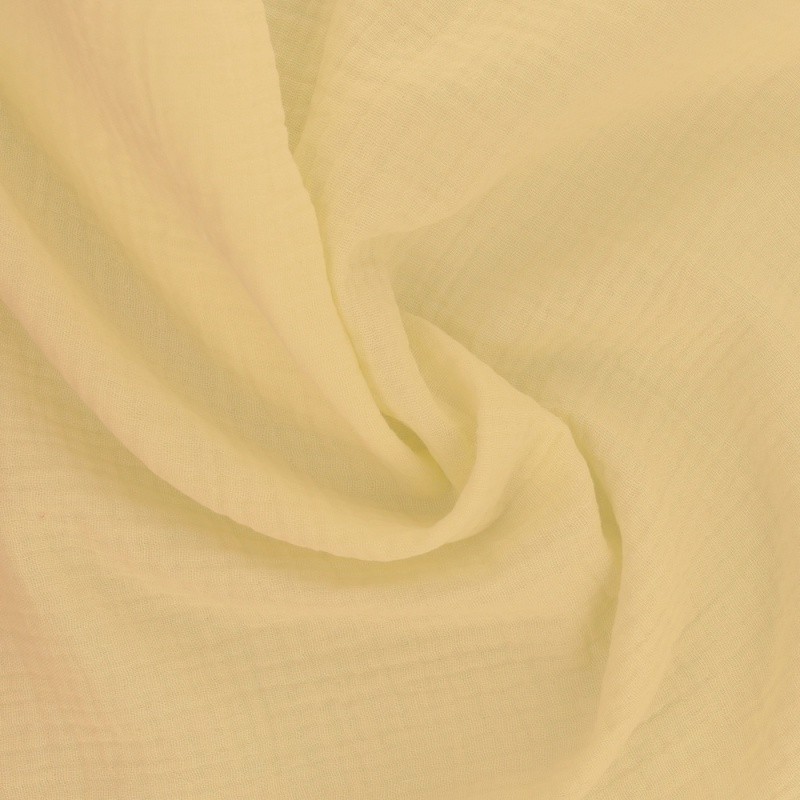 Coupon 3m Tissu Francine Double Gaze Unie Jaune