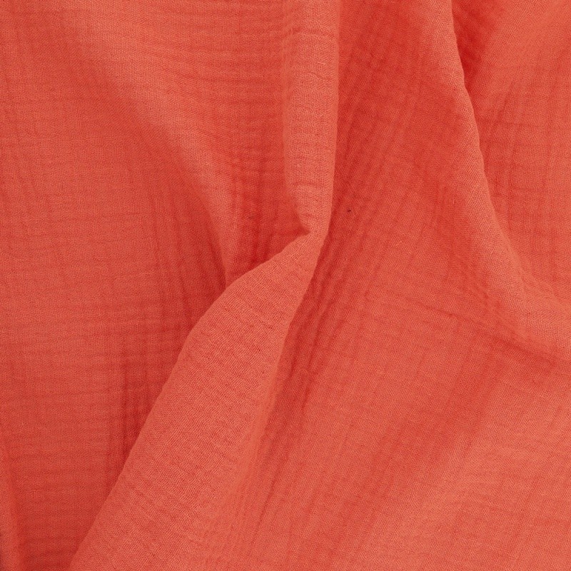 Coupon 3m Tissu Francine Double Gaze Unie Orange 