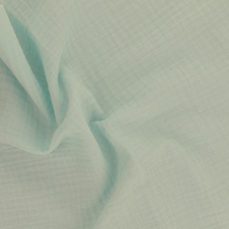 Coupon 3m Tissu Francine Double Gaze Unie Vert D'eau 