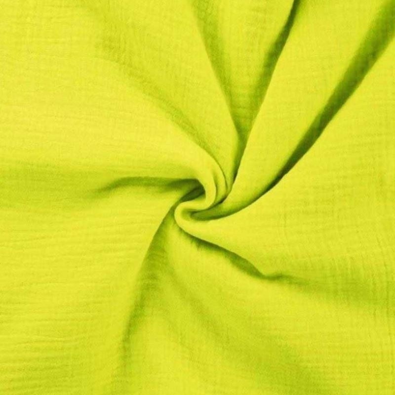Coupon 3m Tissu Double Gaze Jaune Fluo 