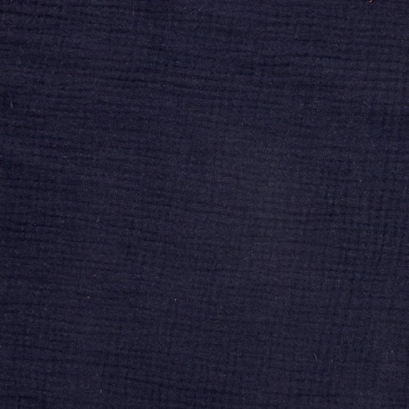 Coupon 3m Tissu Francine Double Gaze Unie Indigo 