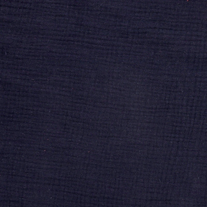 Coupon 3m Tissu Francine Double Gaze Unie Indigo 