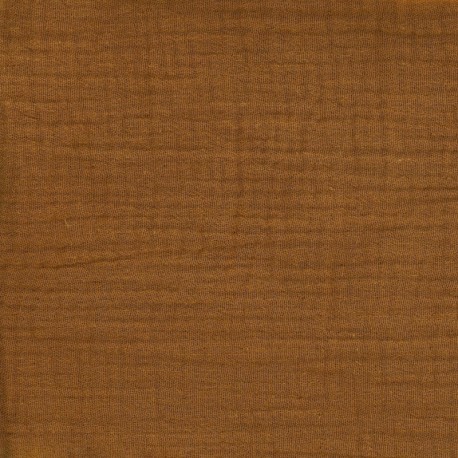 Coupon 3m Tissu Francine Double Gaze Unie Ocre 