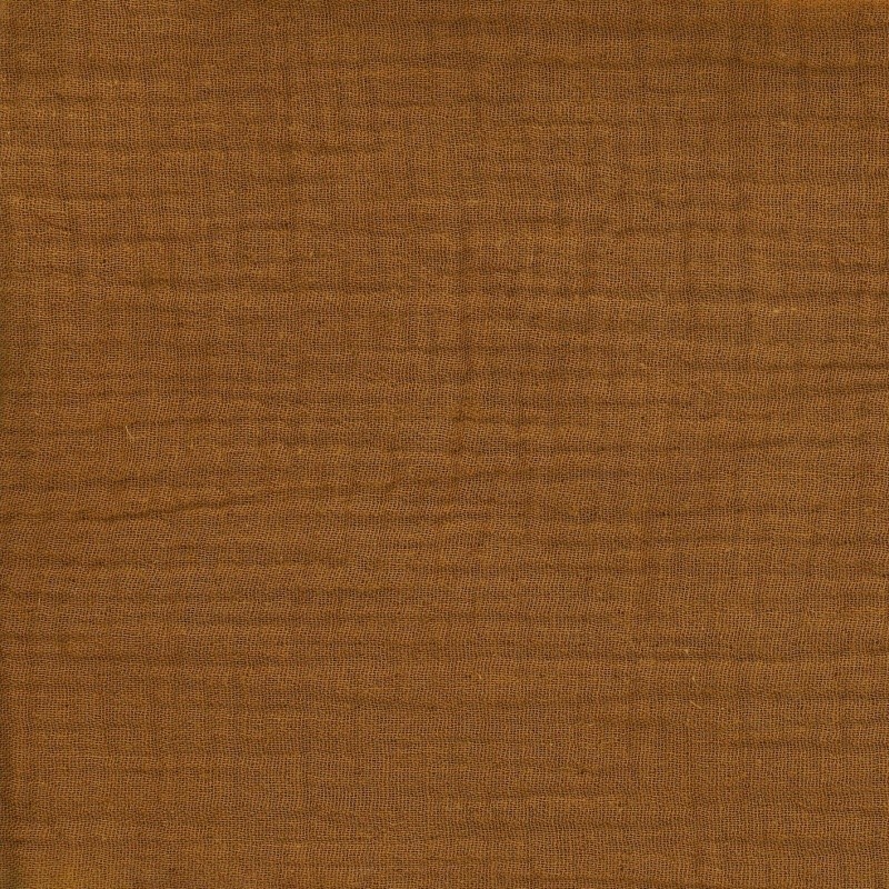 Coupon 3m Tissu Francine Double Gaze Unie Ocre 