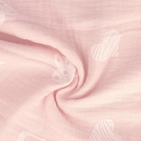 Coupon 3m Tissu Double Gaze Love Rose 