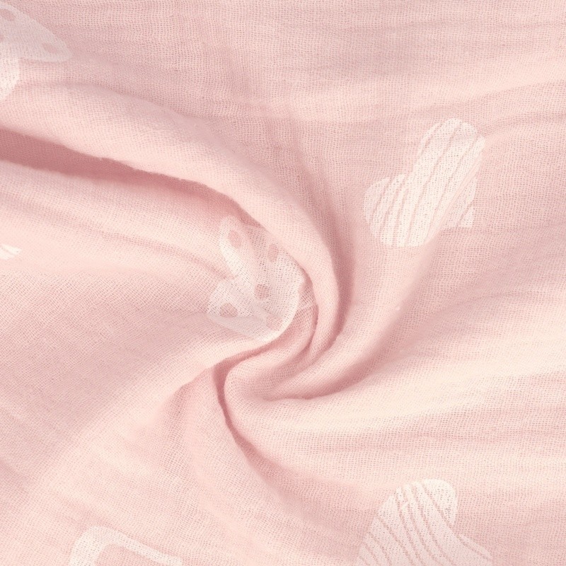 Coupon 3m Tissu Double Gaze Love Rose 