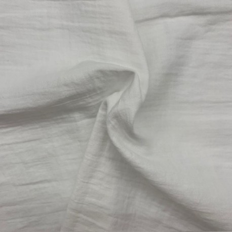 Coupon 3m Tissu Double Gaze Cottage Blanc