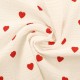 Coupon 3m Tissu Double Gaze Imprimée Coeur Rouge 