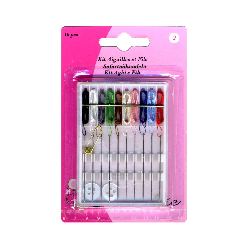 Kit Aiguilles Avec Fils Enfilees (10 Pieces)