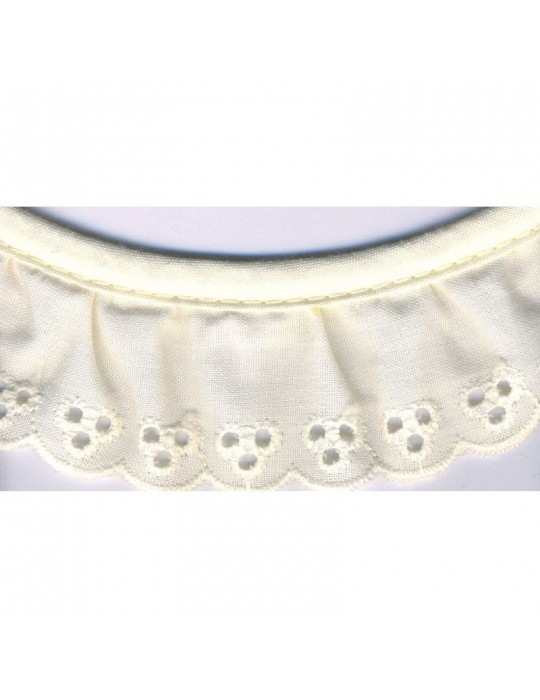 Broderie anglaise froncée 34 mm beige