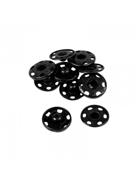 12 boutons pression à coudre laiton inoxydable noir 7 mm