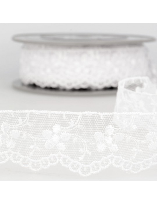Broderie sur tulle 35 mm blanc