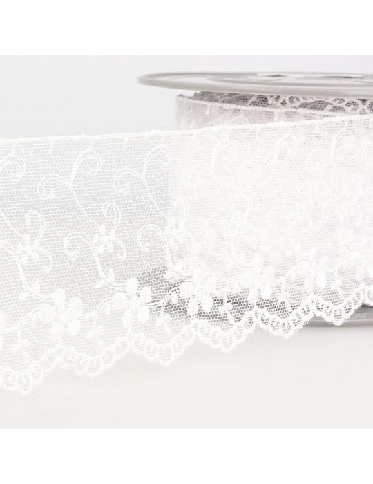 Broderie sur tulle 70 mm blanc