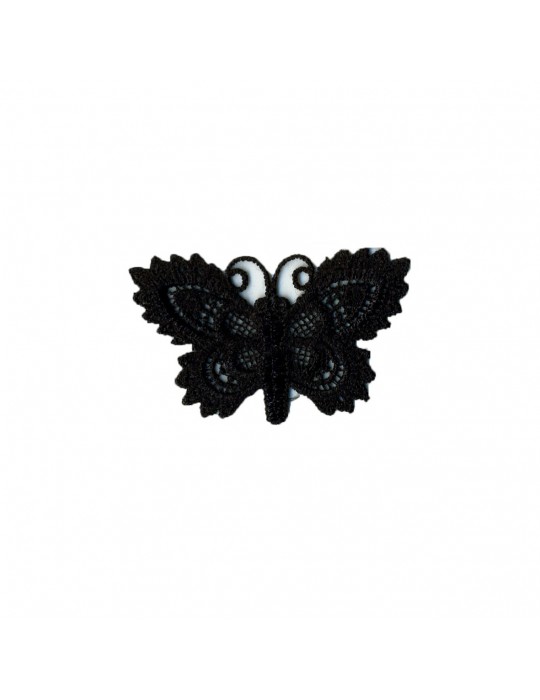 Écusson S papillon crochet noir