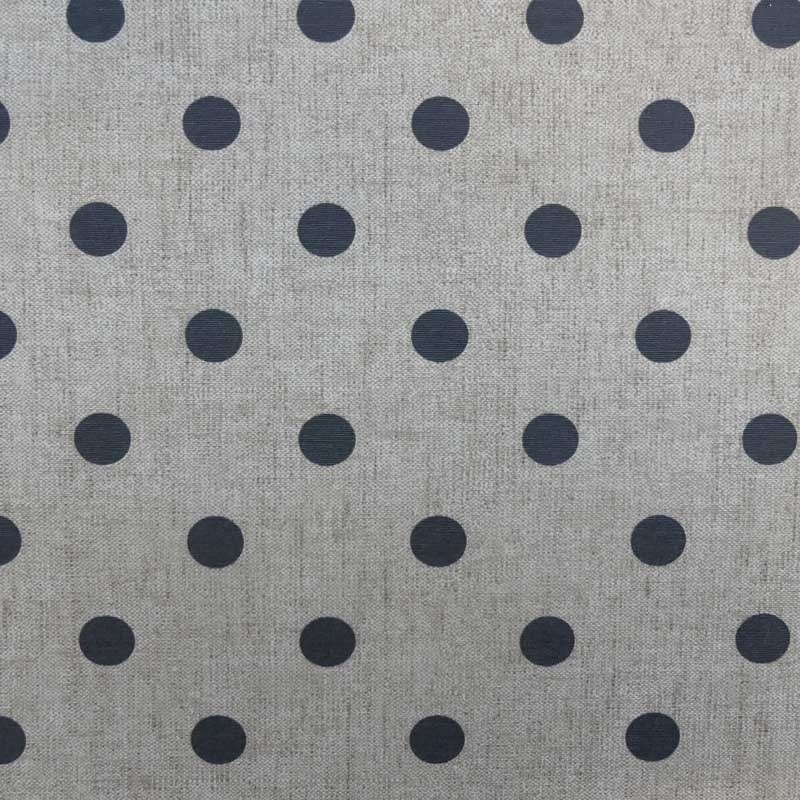 Coupon 3m Tissu Max Enduit Pois Gris Fond Coloris Lin 