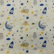 Coupon 3m Tissu Enduit Imprimé Astro Espace Jaune 