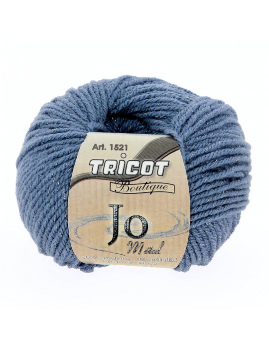 Pelote de fil à tricoter Jo métal bleu