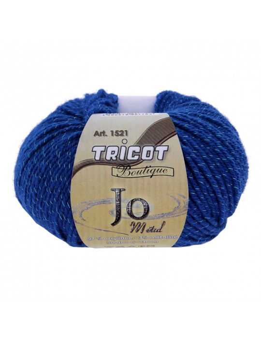 Pelote de fil à tricoter Jo métal  bleu