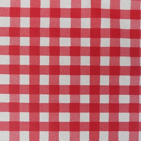 Coupon 3m Tissu Travis Enduit Carreaux Rouge