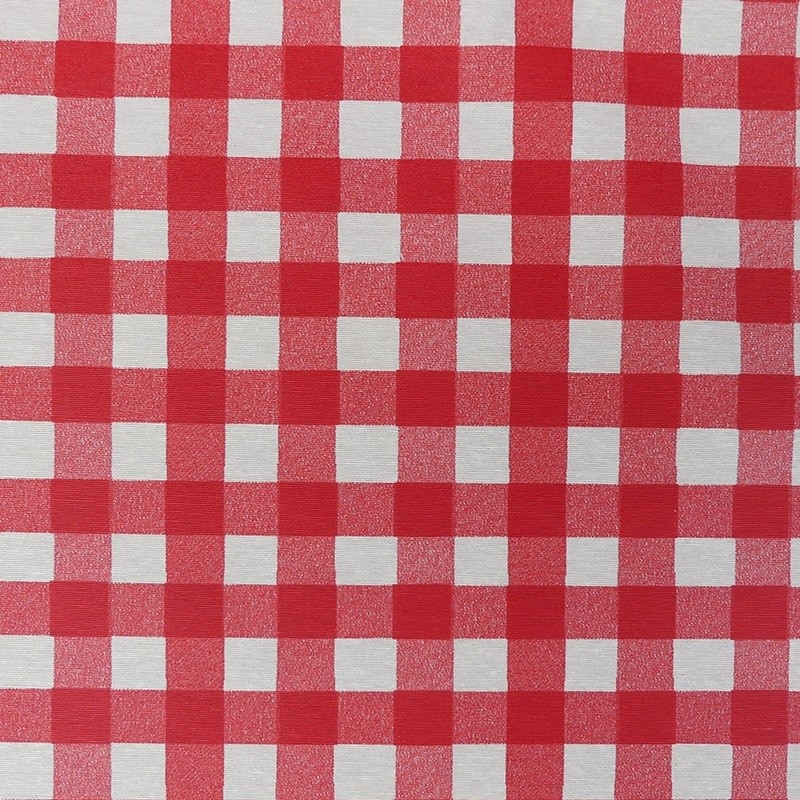 Coupon 3m Tissu Travis Enduit Carreaux Rouge